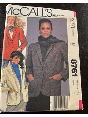 McCall's Misses Jacket Sewing Pattern Size 14 8761 - Uncut